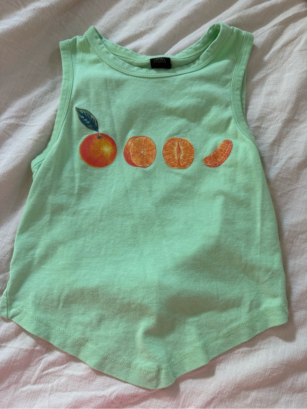Urban Outfitters Mint Green Crop Tank with Orange Fruit Graphic